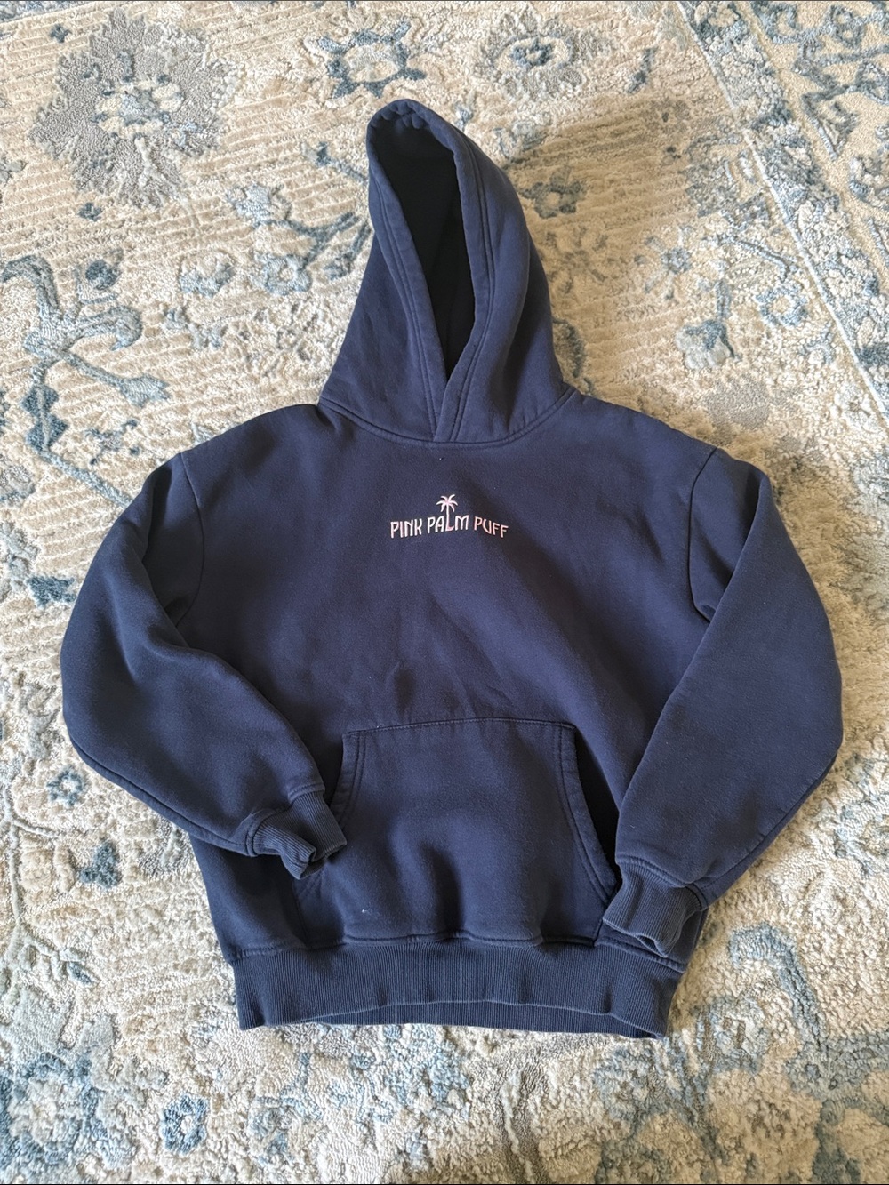 Pink Palm Puff Navy Hoodie - Palm Logo Pullover